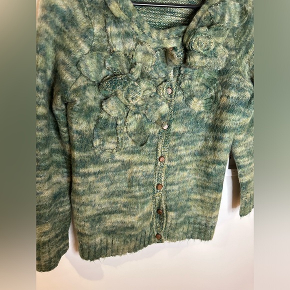 ANTHRO- SLEEPING ON SNOW WOOL GREEN- SWEATER TOP - Picture 4 of 7